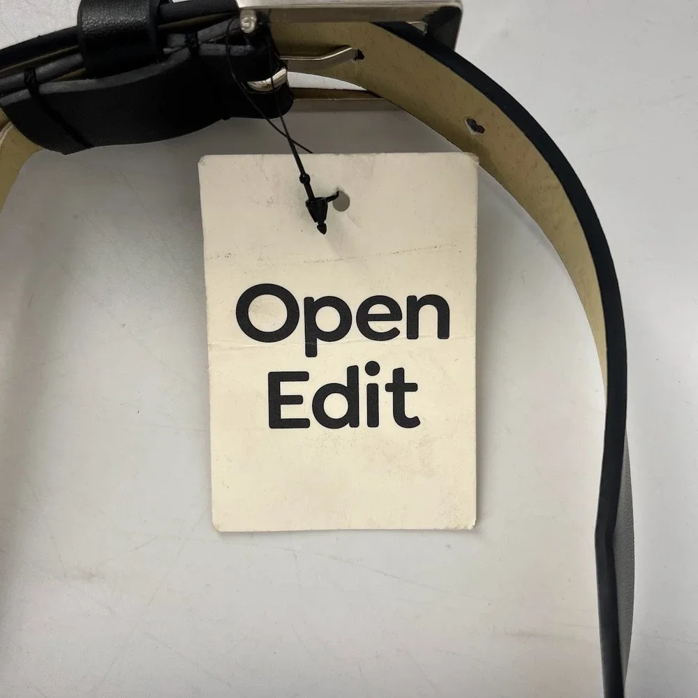 Open Edit Womens‎ Black Belt Bag Silver Ring Hardware Trouser Fit Size Large NWT